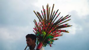 Picture of a flute vendor in India