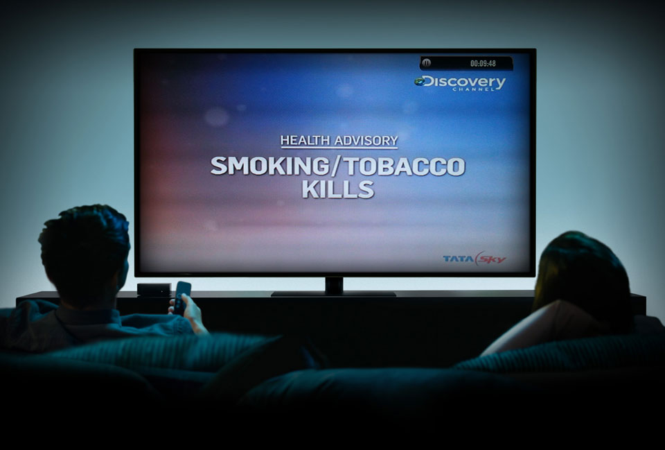 Television image with smoking health advisory