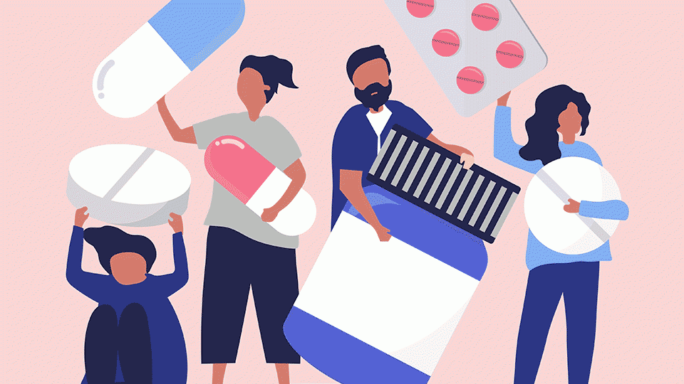 People with medicine pills