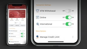 ICICI Bank Mobile App interface for Credit Card with toggle buttons